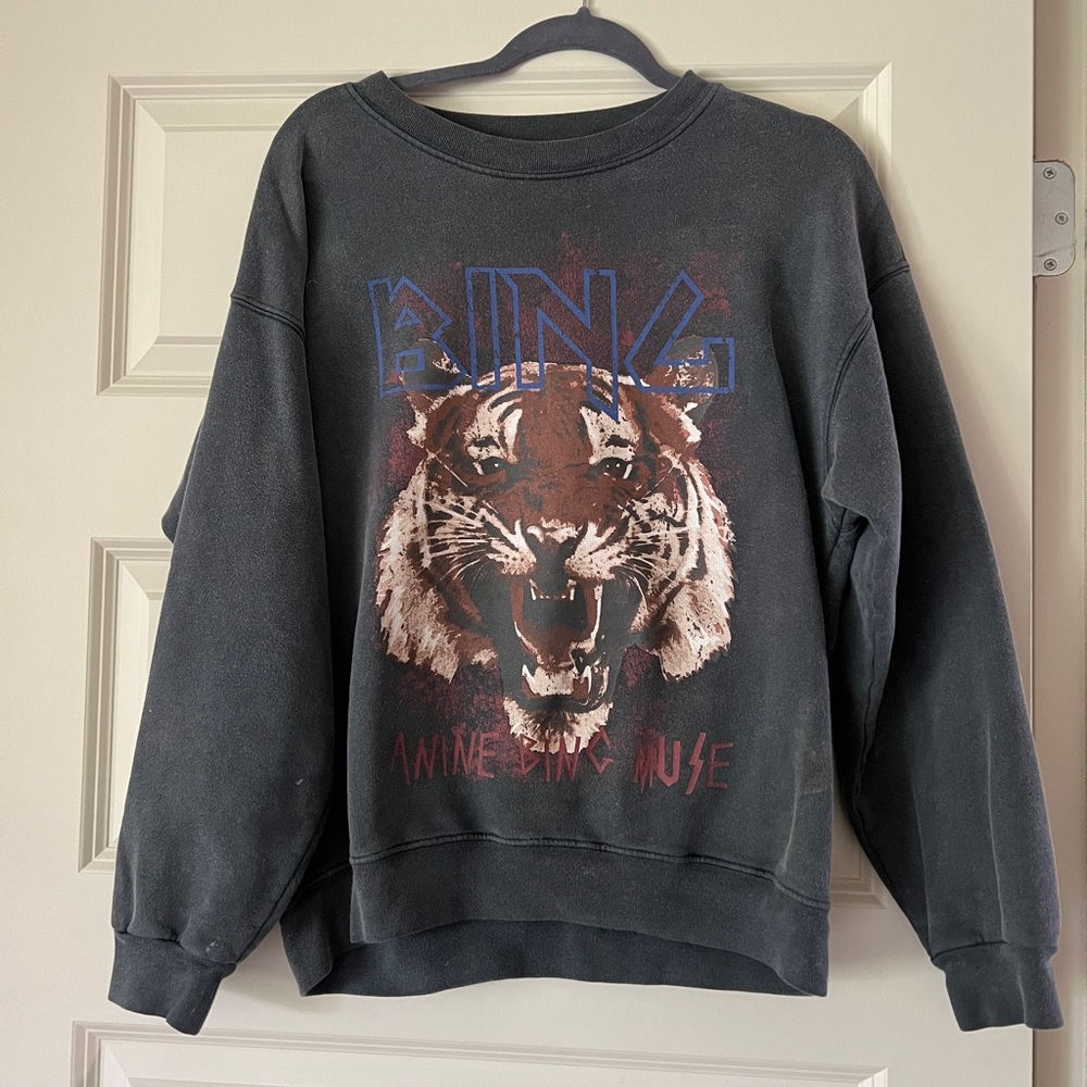 Anine Bing Gray Tiger Graphic Sweatshirt